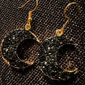 Retro, Fashion, Ethnic Style Black Moon Earrings